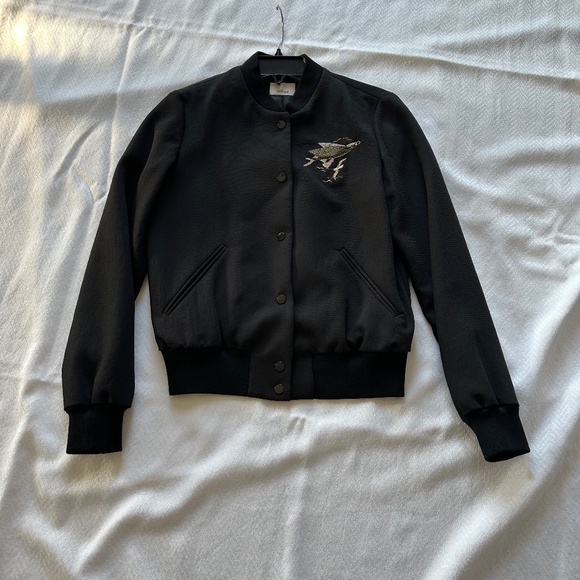 Wilfred Bomber Jacket with Bird Embroidery, Size XS, Black (RARE) - Picture 10 of 14